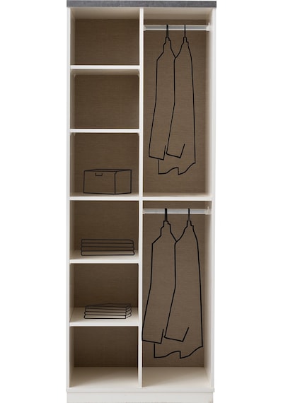 İrem Kapaklı Asklıklı 2 Kapaklı Gardrop 80x60x215cm Beyaz - Gri