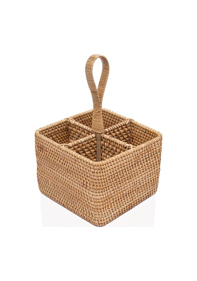 Koza Home Meander El Yapımı Kare Rattan Kaşıklık 8954 18x18x26 Cm Naturel