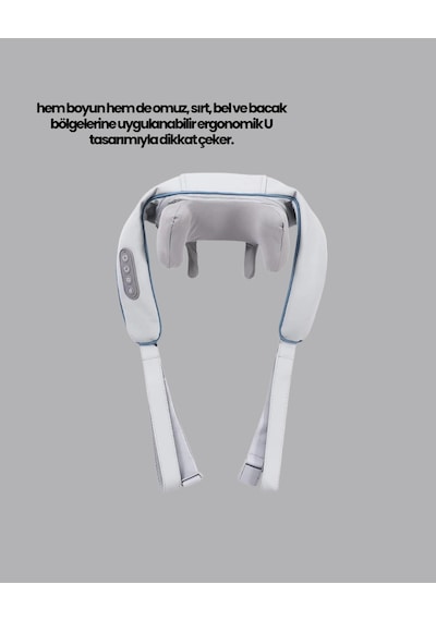Titreşimli Boyun Masaj Cihazı Isı Terapili Şarjlı Vnb-01 Ergonomik U Tasarım Çok Renkli