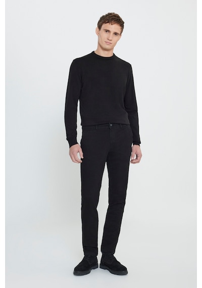 George Henry Pamuklu Slim Fit Dar Kesim Yan Cepli Esnek Chino Pantolon Siyah