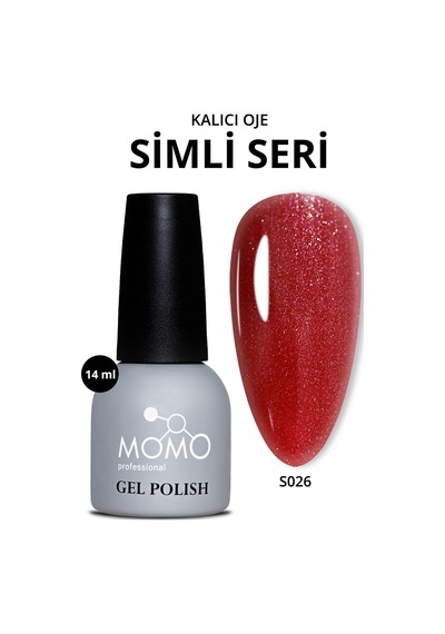 Momo Professional Kalıcı Oje S026 Işıltılı Bordo Kırmızı 14 ML