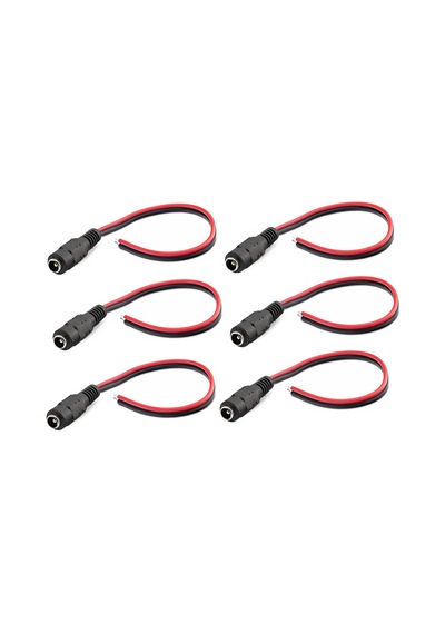 6 ADET 26 cm. JACK POWER CCTV JAK 5.5*2.5 mm. KAMERA DİŞİ KABLO
