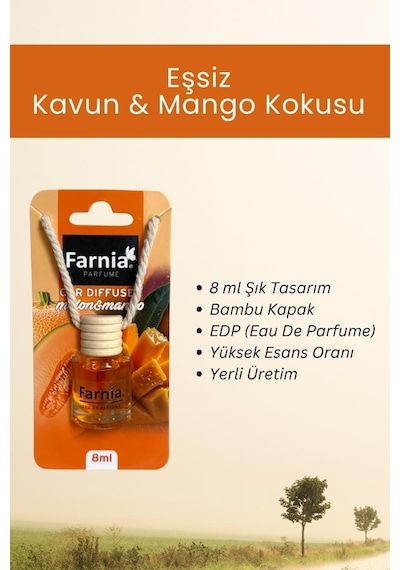 Farnia Yüksek Esanslı Askılı Araç Kokusu Edp Parfüm Mango Kavun 8 Ml
