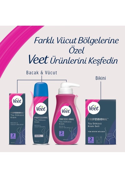 Veet Professional Bikini Bölgesi Tüy Dökücü Krem 6 x 50 ML + Tüy Dökücü Krem 50 ML +  Nemlendirici Köpük 50 ML