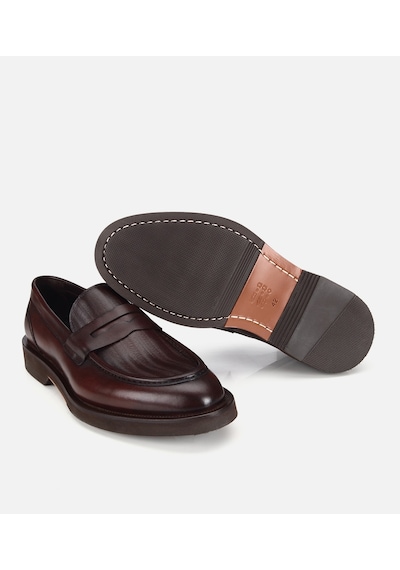 Hotiç Erkek Deri Kahverengi Kalın Tabanlı Klasik Loafer