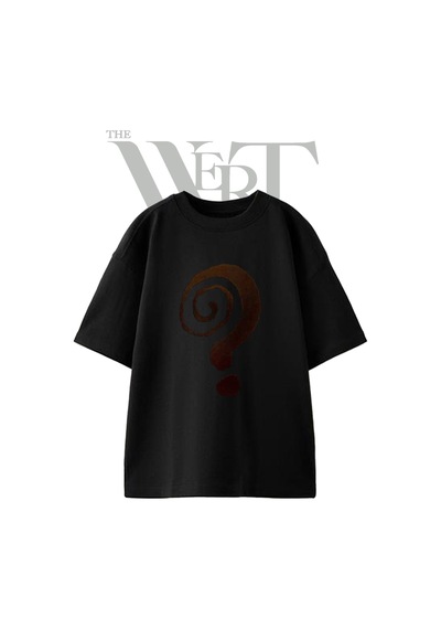 Thewert Spiral Soru Isareti Tasarım Baskılı Ünisex Siyah Oversize T-shirt