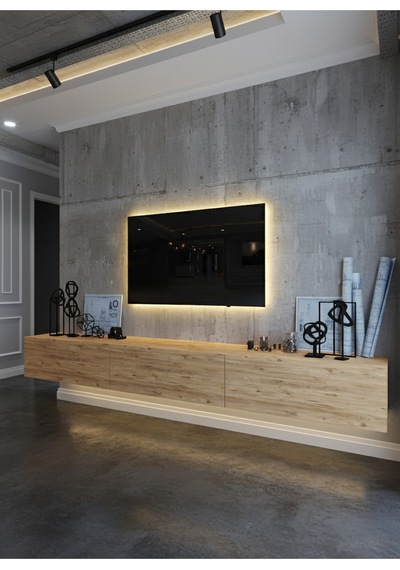 Resital Ledli Duvara Monte Tv Sehpası - Çam - W6008-6 Çam