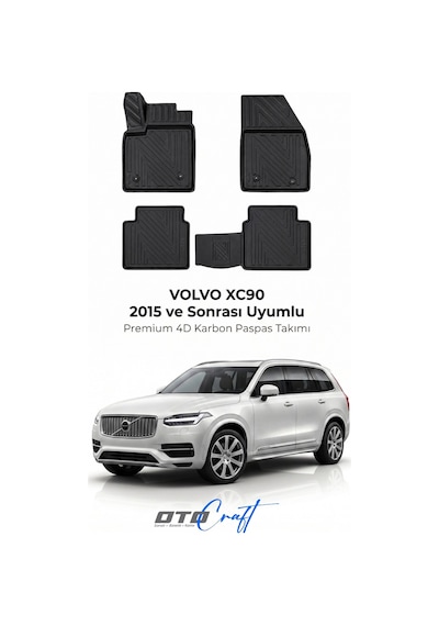 Otocraft Volvo Xc90 2015+ Araca Özel 4d Karbon Oto Paspas Havuzlu Tam Set