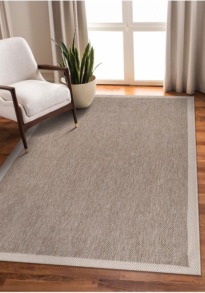 Elit Premium Sisal Jut Halı 1405 Hav Ve Toz Yapmaz Bordürlü Halı Bej-krem Bej - Krem