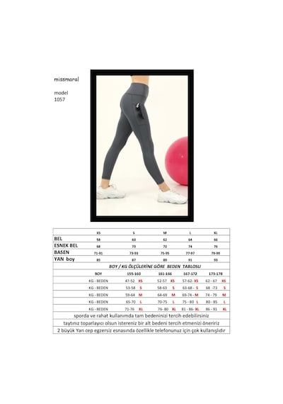 Kadın Antrasit Yüksek Bel Toparlayıcı Çift Cepli Spor Tayt Bilek Boy Boy Slim Fit Görünüm 1057 Antrasit