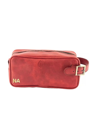 Twingold İsme Özel Dopp Kit Kişisel Bakım Ve Seyahat Çantası - %100 Rainbow Deri - Ac14004 - Kırmızı Kırmızı