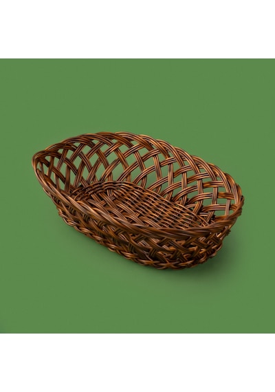 Kosovaa Tekli Oval Yemek Sepeti - Kahverengi - 28x20 Cm Çok Renkli