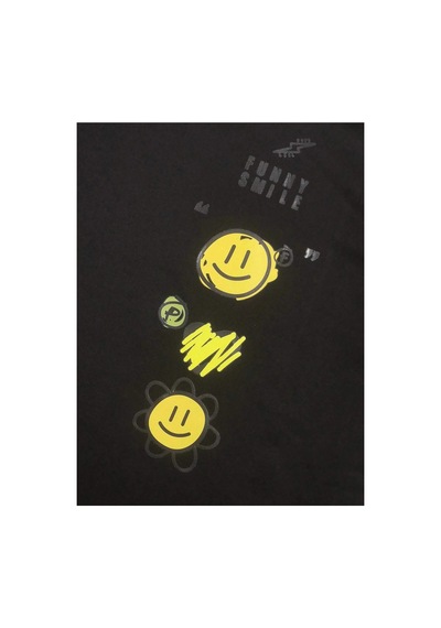Tarzsokak Unisex Emoji Özel Baskılı Kapüşonlu Oversize Sweatshirt Siyah