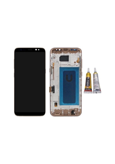 Te Samsung Uyumlu S8 Plus G955f Çıtalı Lcd Ekran Gold + B7000