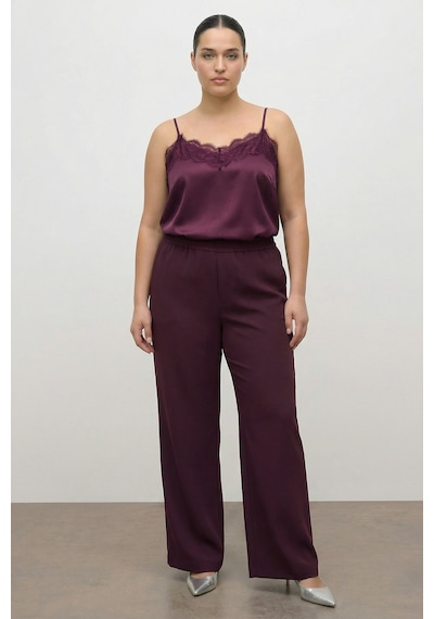 Myline Beli Lastikli Geniş Paça Pantolon Bordo