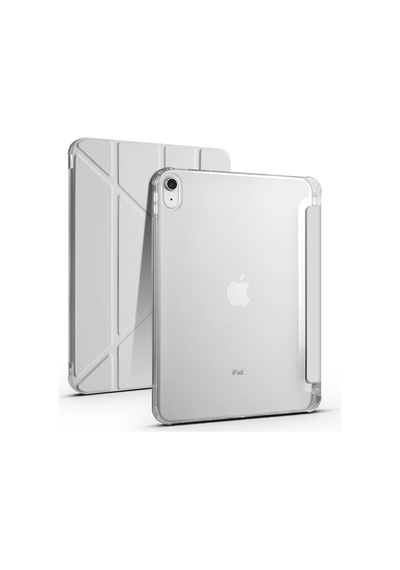 İpad 10.9 2022 10.nesil A2696-a2757-a2777-a3162 Uyumlu Kalem Bölmeli Dönebilen Üçgen Standlı Tri Folding Tablet Kılıfı - Koyu Yeşil - T25971