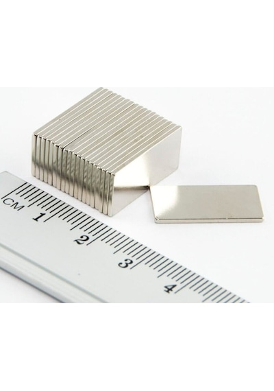5 Adet - Köşeli Neodyum Mıknatıs, 20x10x1,5 Mm, Güçlü Magnet, N35 Kalite