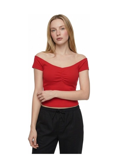 Slim Fit Kadın Bluz K.kol Kırmızı