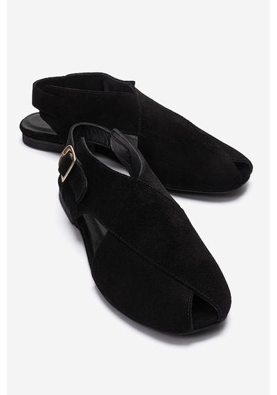 Luvishoes Monaro Siyah Süet Hakiki Deri Kadın Sandalet