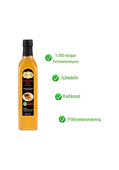 Hanzade Bitkisel Zerdeçallı Elma Sirkesi 3 x 500 ML