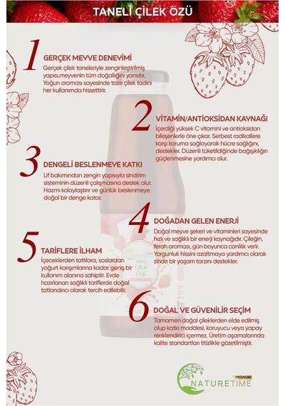 Taneli Çilek Özü 1350 Gr Doğal Katkısız Şeker İlavesiz Pestisit & Ağır Metal İçermez Analizli