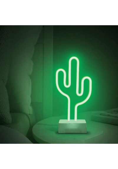 Dekoratif Neon Kaktüs Gece Aydınlatması Yeşil