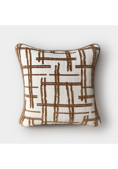 "grid" Desenli Kırlent Kılıfı - 45x45 - Kiremit Kiremit