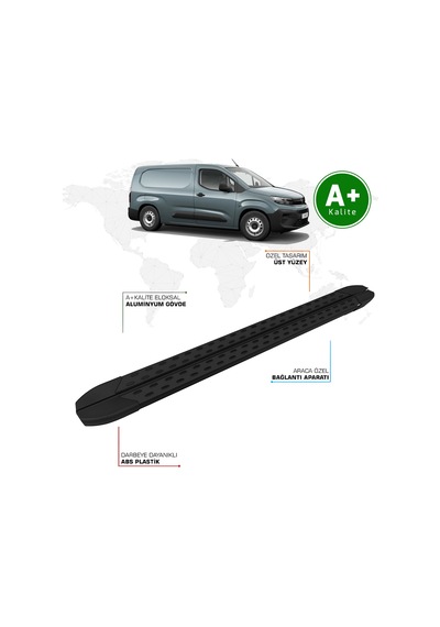 Opel Combo Panelvan Yan Basamak Uzun Şasi 2024 Model Ve Sonrası Trimline Siyah