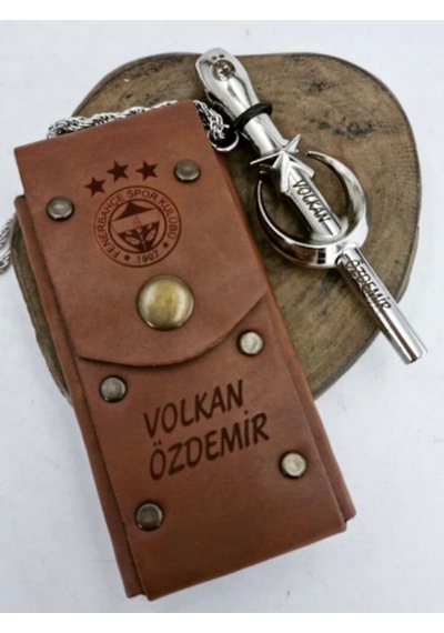 Nargile Sipsi Zincirli Gümüş Kaplama Ve Deri Kılıflı Ay Yıldız Model Kişiye Özel Kutulu