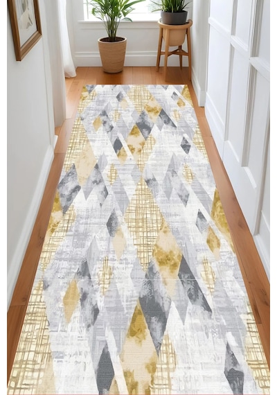 Eliana Home Dijital Baskı Yıkanabilir Kaymaz Taban Salon Halısı Ve Yolluk Rvg0981-fnl231 Sarı