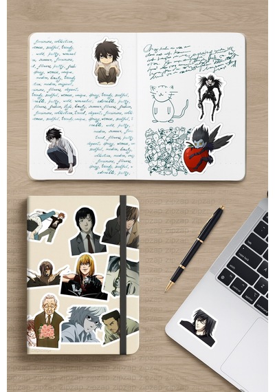 Death Note Anime Telefon Laptop Bullet Journal Yapışkanlı Folyo Sticker Paketi 20 Adet Çok Renkli