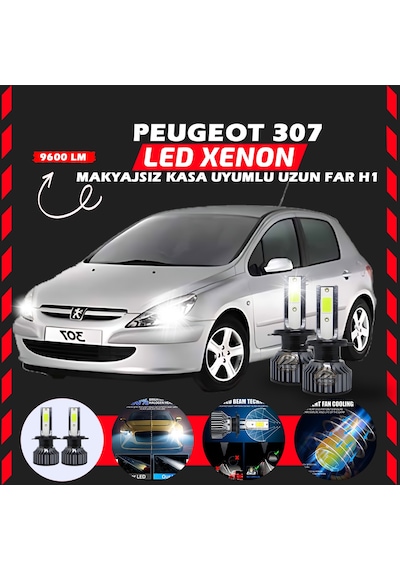 Peugeot 307 Makyajsız Kasa Uzun Far Uyumlu Şimşek Etkili Led Xenon Pro Series H1