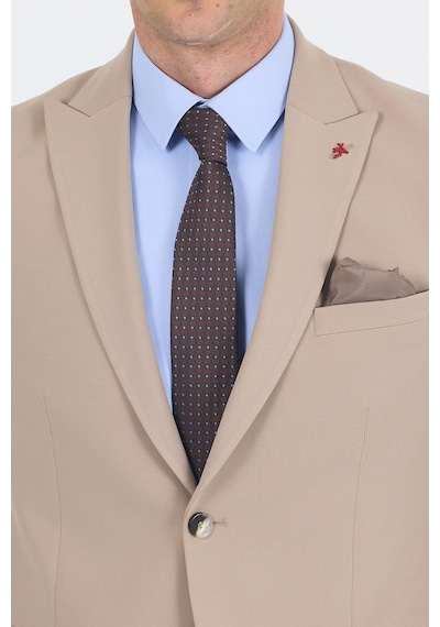 İmza Koyu Bej Kırlangıç Yaka Kelebek Astar 6 Drop Slim Fit Beli Lastikli Takım Elbise 1001250176 Koyu Bej