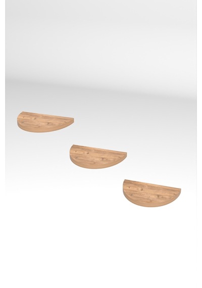 3'lü Oval Duvar Rafı Ceviz 115 Cm Sarı