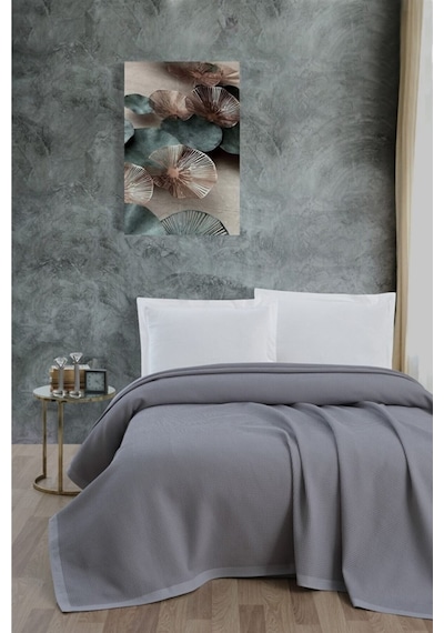 Mulberry Klimalı Pike %100 Pamuk Petekli Pike  Dörtmevsim Pike Tek Kişilik 170 x 240 Gri