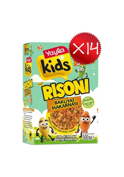 Yayla Kids Sebzeli 3 Renkli Risoni Bakliyat Makarnası 300 G X14