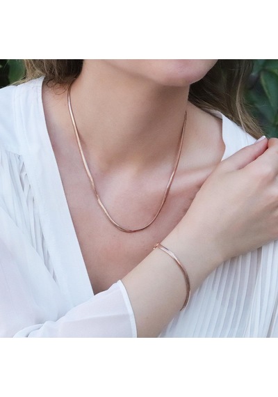 Rose Gold Kaplama İtalyan Zincir Gümüş Set