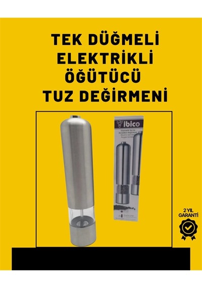 Pil İle Çalışan Elektrikli Baharat Öğütme Cihazı Ergonomik Şeffaf Gövde Gri