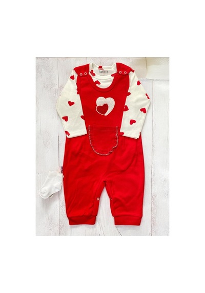 Nafitto Baby&junior Nafitto Kalpli Kız Bebek Tulum Kırmızı Kırmızı