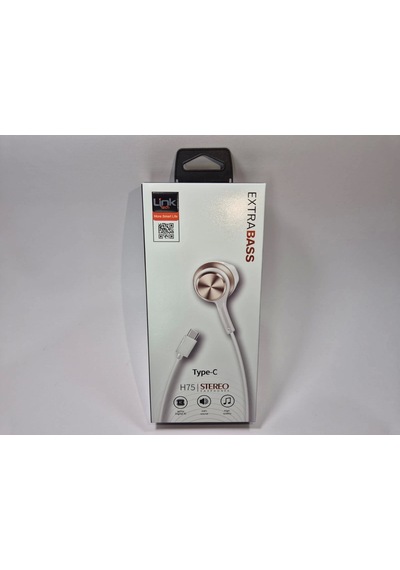 Linktech Ekstra Bass Kablolu Kulaklık , Linktech H75 Gold Type-c Mikrofonlu Metal Kablolu Kulaklık , Universal