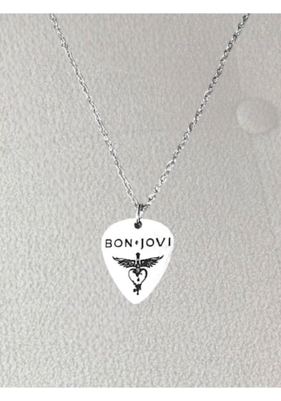 Bon Jovi Rock Müzik Grubu Pena Kolye - Gümüş Kaplama Ve Kaliteli Çok REnkli