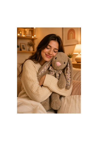 Yumuşacık Sevimli Dev Boy Tavşan Peluş Oyuncak 45 Cm Kahverengi