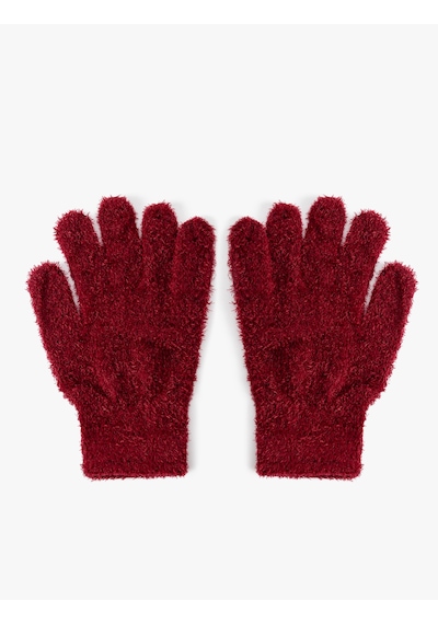 Koton Peluş Eldiven Yumuşak Dokulu Bordo 6wak50029aa Bordo