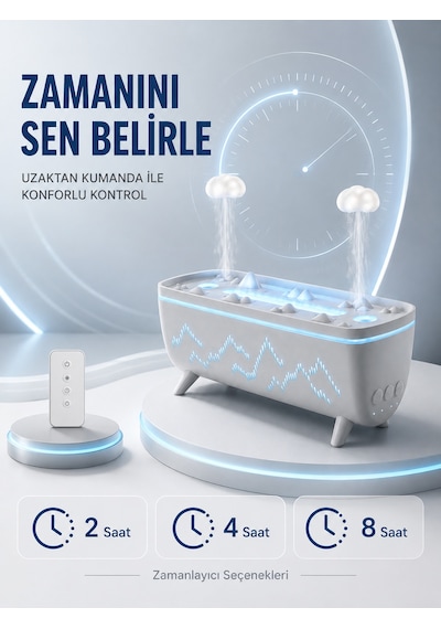 Tek Uzaktan Kumandalı Aroma Difüzörü Sessiz Hava Nemlendirici Alev Efektli 2 4 8 Saat Zamanlayıcılı Najmaddin Diğer