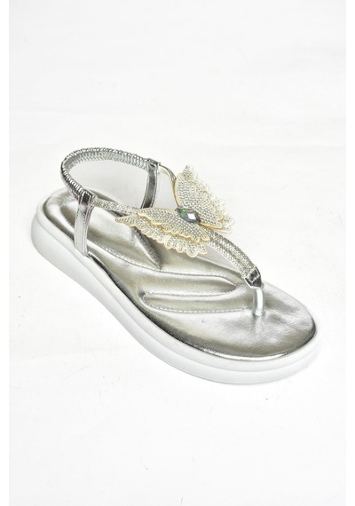 Fox Shoes S404086009 Gümüş Parmak Arası Kadın Sandalet Gümüş