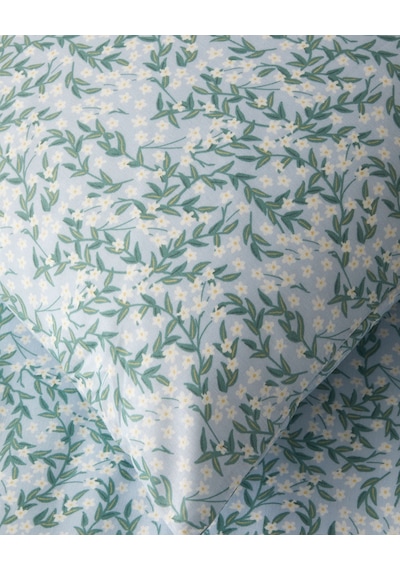 Chirping Bloom Kolay Ütülenir Çift Kişilik Nevresim Seti 200x220 Cm Mavi - Yeşil