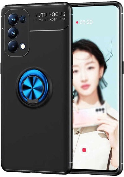 Oppo Reno 5 5g Kılıf Zore Ravel Silikon Kapak Siyah-Mavi