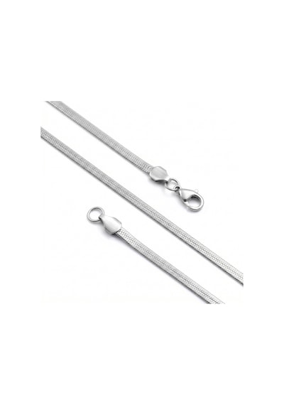 Sertifikalı Semtim Sleek Gümüş Balık Sırtı Çelik Zincir Erkek Kolye 55cm Siyah