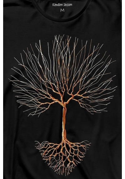 Nature Hayat Ağacı Kuru Ağaç Kökü Uzun Kollu Tişört Baskılı T-shirt 001