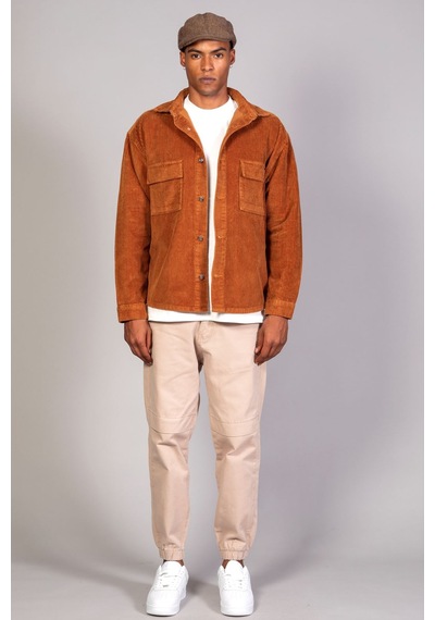 Little Cup Jeans Co Erkek Camel Gömlek Model Oversize Pamuklu Kadife Ceket